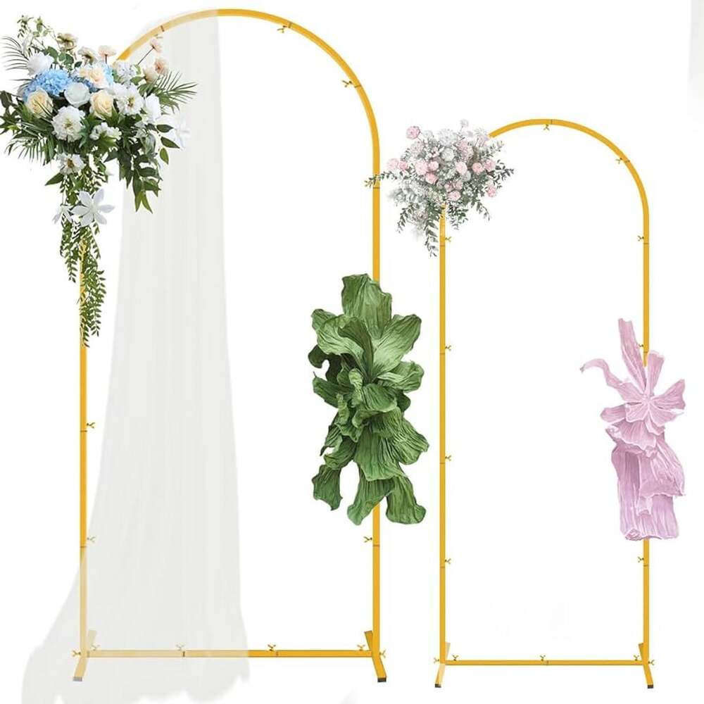 Metal Wedding Arch Backdrop Stand Set 7.2FT and 6FT Gold